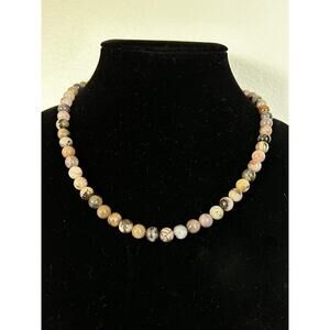 Handmade Rhodonite Necklace, 21.5 inches, Adjustable, With a Silver Extender